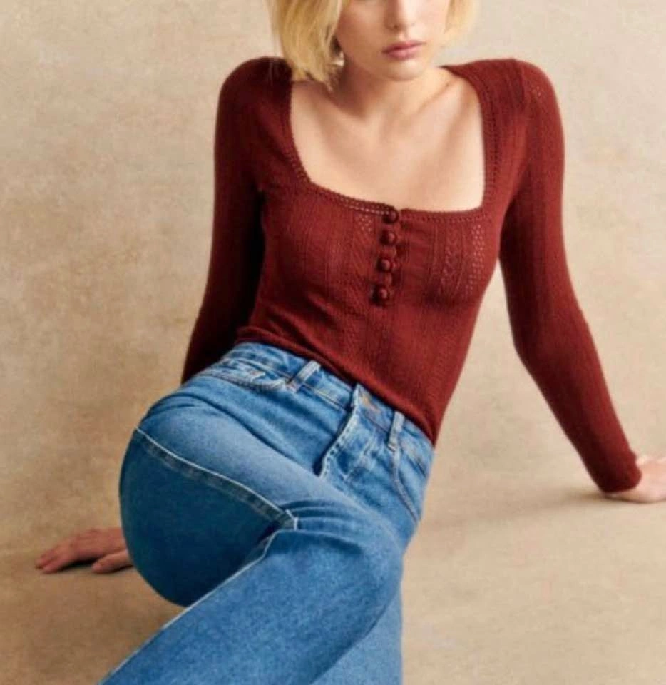 Sézane Ambre jumper, XS, NWT, brique (terracotta)