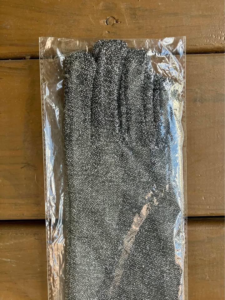 16” Black/Silver Metallic Lurex Elbow Length Gloves - New - photo 5