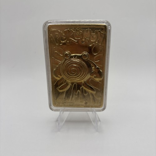 1998 Pokemon Poliwhirl #61 Gold Metal Card Nintendo Vintage