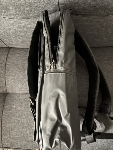 Black Backpack Vegan Faux Leather Zip Close Adjustable Straps - photo 2