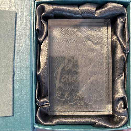 Clear Etched Crystal Glass Paperweight 'Life is Better when you' - photo 5