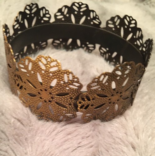 Bangle bracelet Filigree floral metal copper/bronze color - photo 2