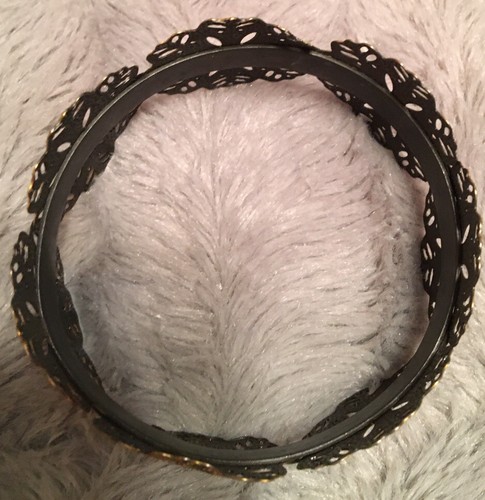 Bangle bracelet Filigree floral metal copper/bronze color - photo 3