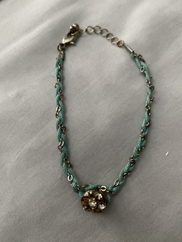 Young Girls Aqua Rope N' Chain Bracelet w/diamond-look rose