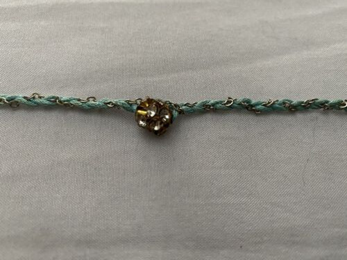 Young Girls Aqua Rope N' Chain Bracelet w/diamond-look rose - photo 2
