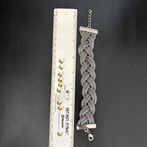 Silver Woven Braided Mesh Rope-look Bracelet 7.75” - photo 2