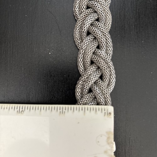 Silver Woven Braided Mesh Rope-look Bracelet 7.75” - photo 3