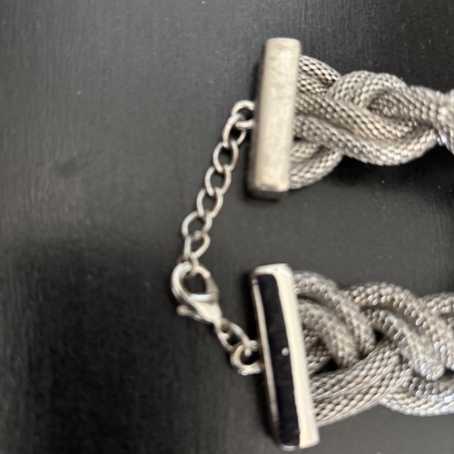 Silver Woven Braided Mesh Rope-look Bracelet 7.75” - photo 4