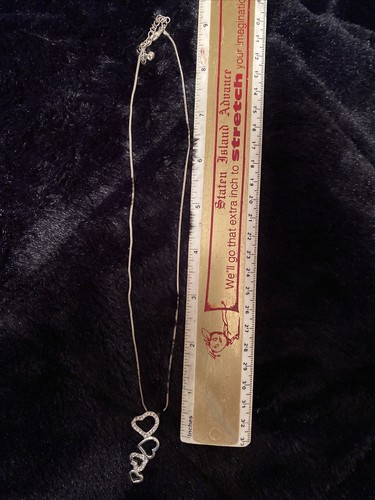 Four Hearts With Rhinestones Dangling Charm W/ 18” Silver Chain - photo 2
