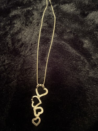 Four Hearts With Rhinestones Dangling Charm W/ 18” Silver Chain - photo 3