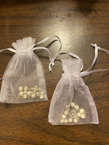 Rosary Bracelet w/cream beads & Mother Mary-Set of 2