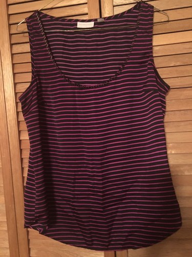 Black with Pink Stripe Cami/Tank with beaded neckline by NY&Co-S