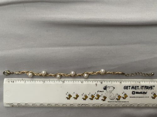 Young Girls Rope and Chain Bracelet with 6 Pearls 7.5" - photo 2