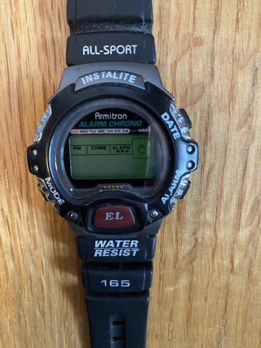 Armitron Watch Mens Black Instalite 165 All Sport Water Resistan