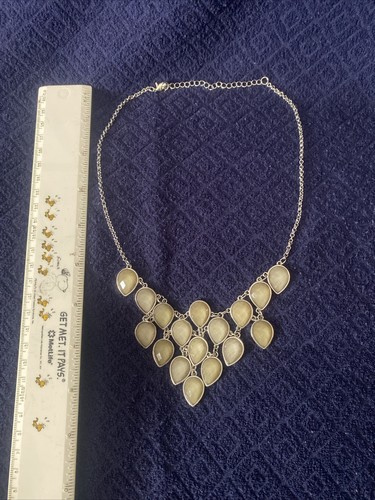 Gunmetal gray/silver smokey teardrop costume jewelry necklace