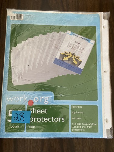 Sheet Protectors 28 Clear Sleeves Page Protect Plastic 8.5" x 11