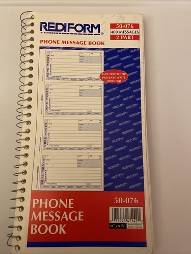 Rediform Phone Message Book 50-076 Carbonless 400 Messages 2 Par