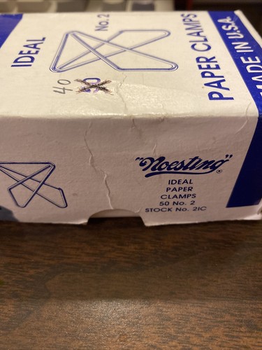 Vintage Noesting Ideal Paper Clamps 40 No. 2 USA Original Box - photo 2