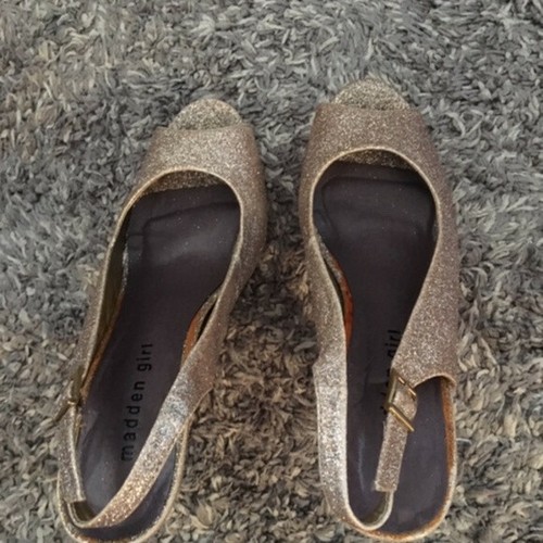 Gold Glitter Shoe - Madden Girl Oakland Slingback Platform Heel