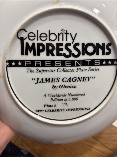 1987 James Cagney Collector Plate Glenice Celebrity Impressions - photo 2