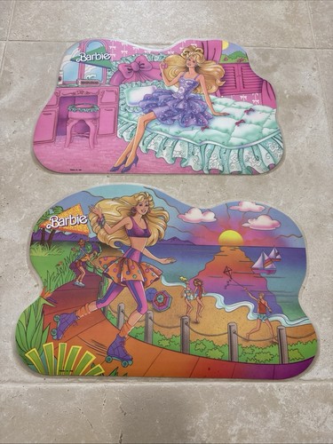 Vintage 1988 Mattel Barbie Plastic Double Sided Placemats