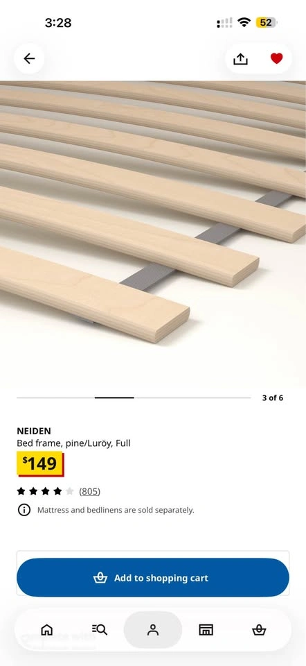 IKEA Full Bed + Mattress + Slats - photo 4