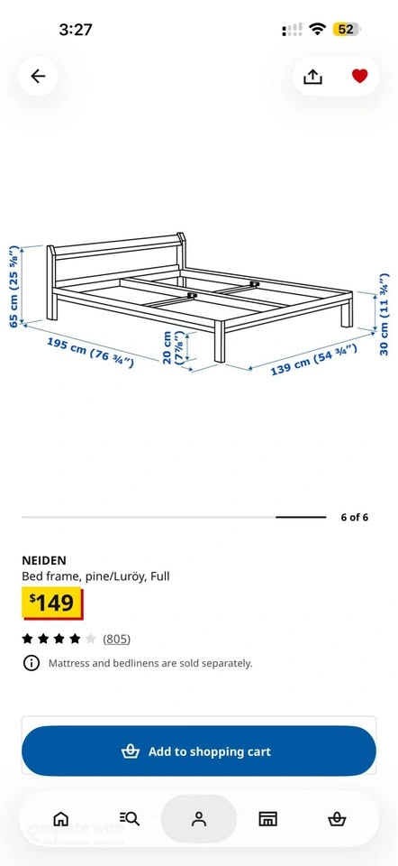 IKEA Full Bed + Mattress + Slats - photo 5