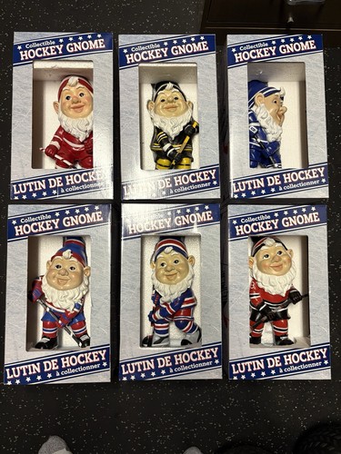 Complete Set 6 Collectible Hockey NHL Gnomes Figures Boxed