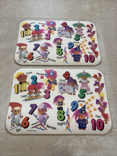 Vintage Troll Laminated Placemats Set of 2 Alphabet Numbers