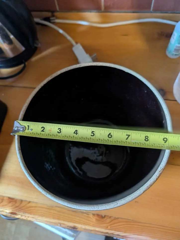 Antique Brown stoneware crock plant pot with salt glaze image indicator(5)