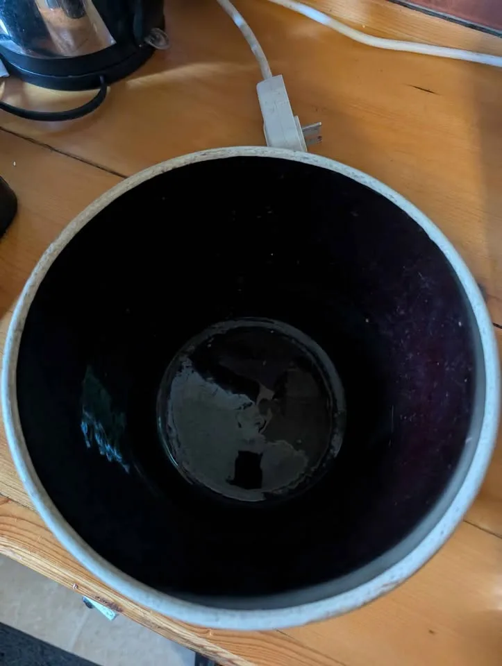 Antique Brown stoneware crock plant pot with salt glaze image indicator(10)