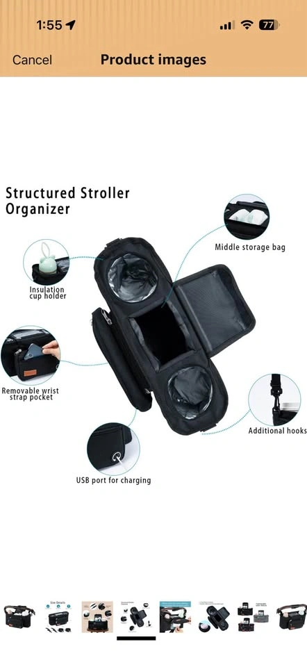 NEW Baby universal Stroller Organizer with 2 Insulated Cup Holde - photo 4