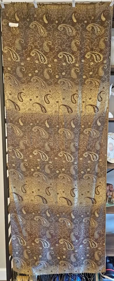 $18 OBO brown tones paisley pashmina / scarf