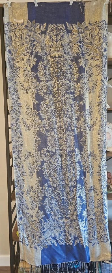 $18 OBO Blue & silver Pashmina scarf - photo 3