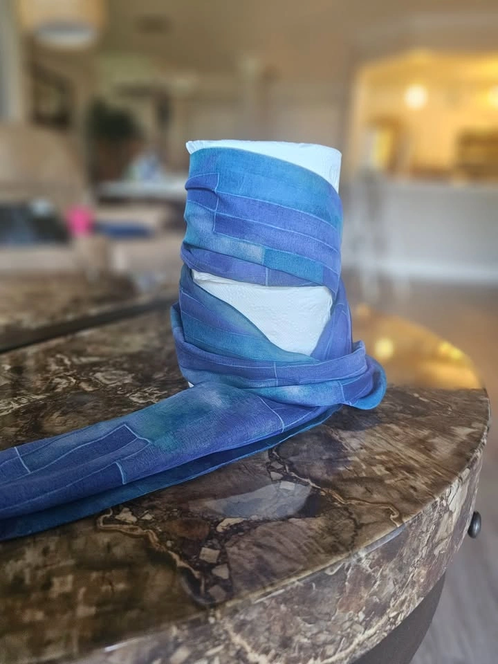 $3 OBO scarf in shades of blue, turquoise and purple - photo 3