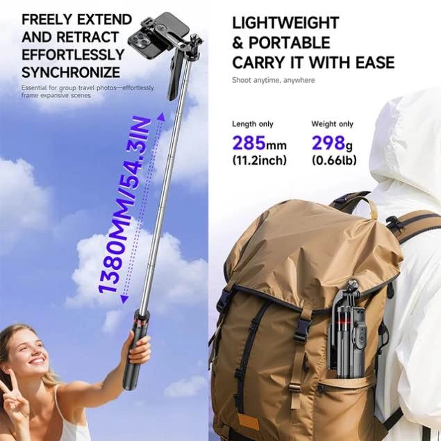 Auto-Opening Tripod Selfie Stick for Smartphones - photo 3