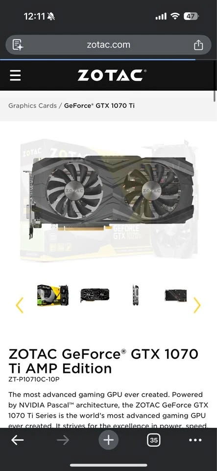 Used Zotac 1070ti Amp Edition