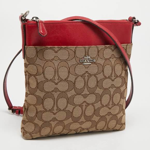 COACH Beige/Red Signature Jacquard Crossbody Bag - photo 2
