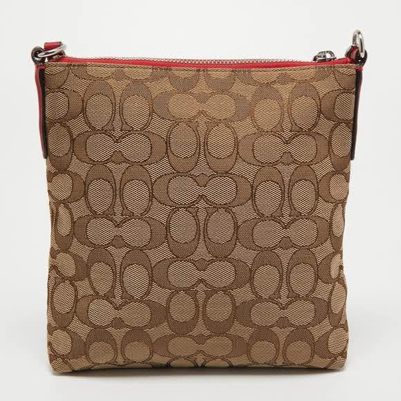 COACH Beige/Red Signature Jacquard Crossbody Bag - photo 3
