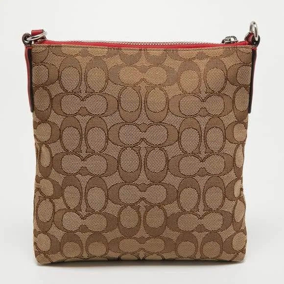 COACH Beige/Red Signature Jacquard Crossbody Bag image indicator(3)