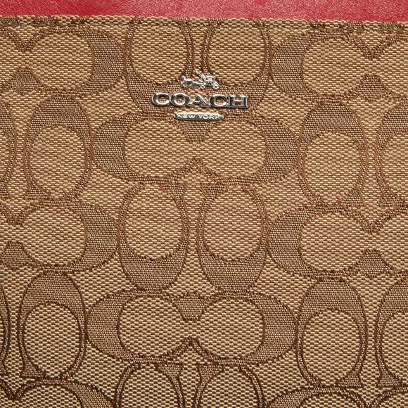 COACH Beige/Red Signature Jacquard Crossbody Bag - photo 4