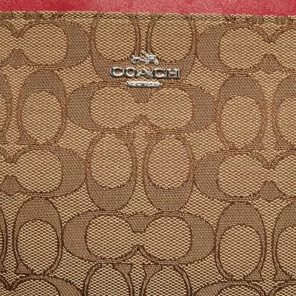 COACH Beige/Red Signature Jacquard Crossbody Bag image indicator(4)