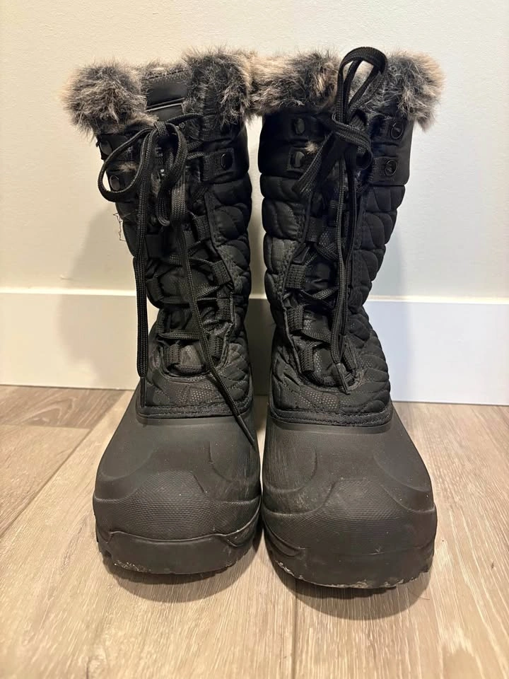 Black Winter Boots with Faux Fur Trim