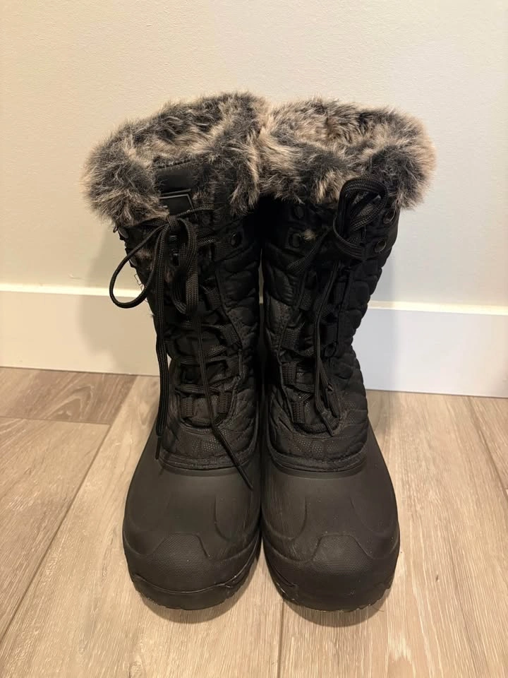 Black Winter Boots with Faux Fur Trim - photo 2