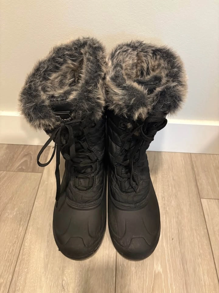 Black Winter Boots with Faux Fur Trim - photo 3