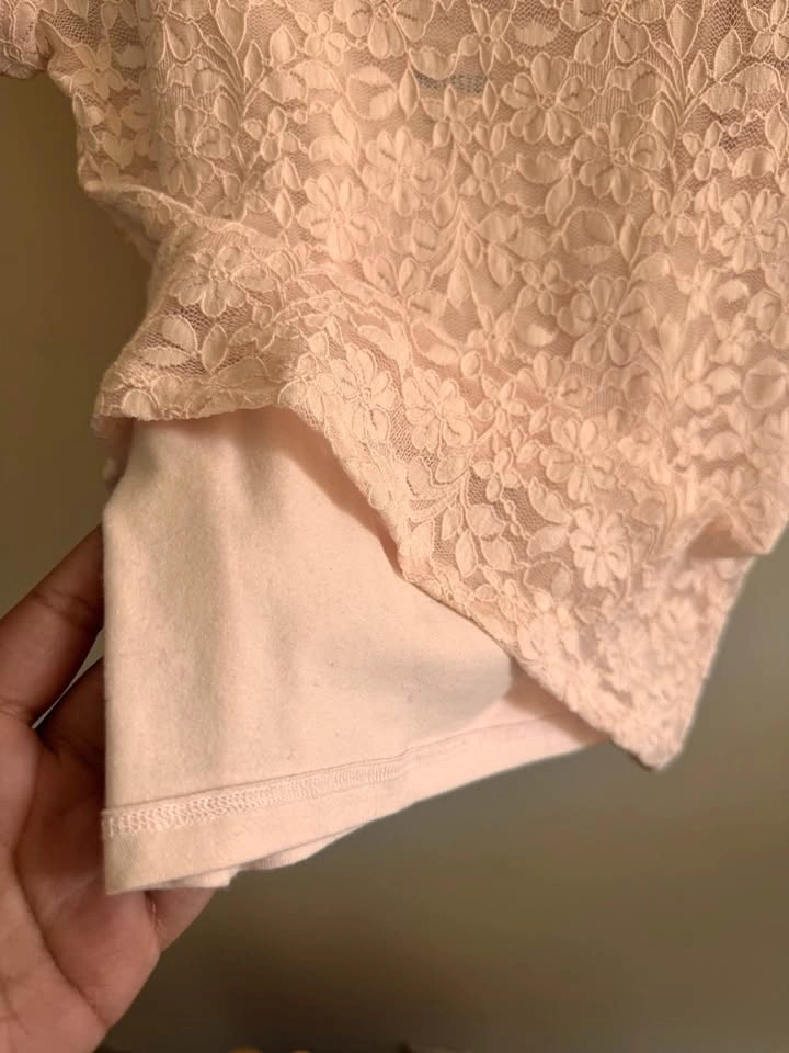 Hollister Lace Baby Tee Pink - photo 4