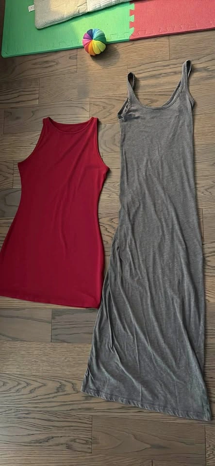 Vero Moda Grey Maxi Dress & Red Mini Dress Bundle