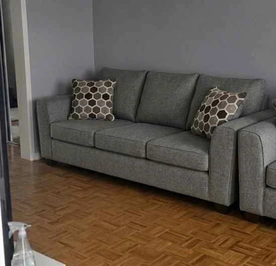 Mackay Grey Fabric - Three-Seater Sofa