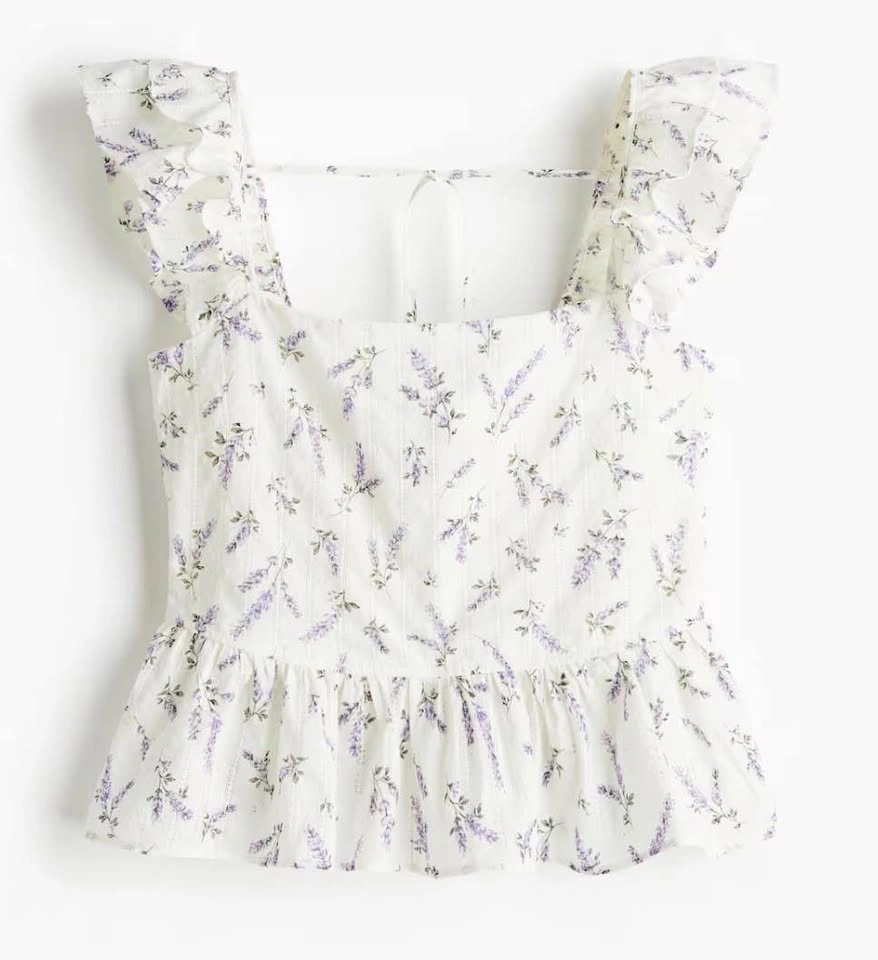 *With Tag on* H&M floral peplum blouse with flutter sleeves - photo 4