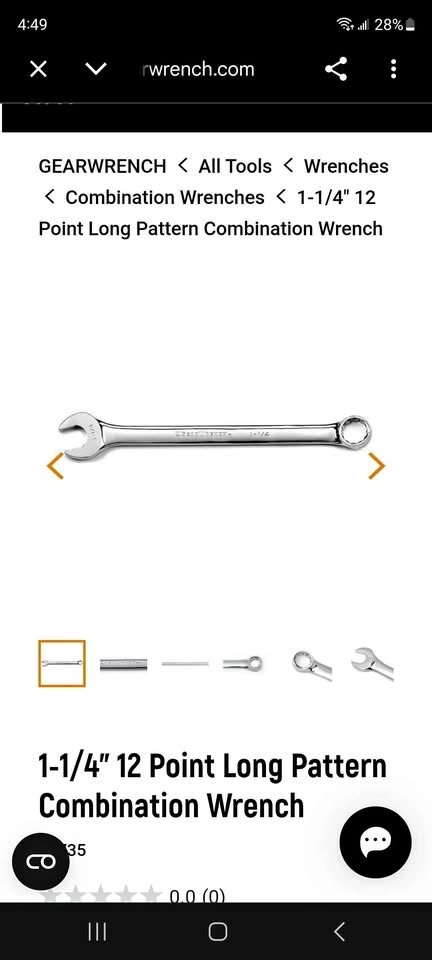 GEARWRENCH 1-1/4" 12 Point Long Pattern Combination Wrench